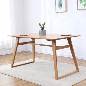 预售-现代简约纯实木餐桌 北欧小户型餐厅饭桌回型桌白橡木长方形桌子