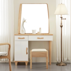 预售-实木化妆桌白橡木北欧梳妆台现代简约小户型卧室化妆台