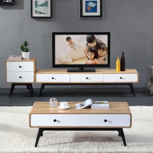 预售-现代简约新款小户型原木色实木茶几电视柜斗柜组合北欧风格