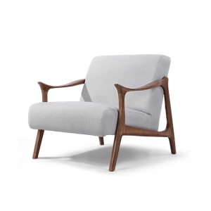 预售-实木单人白蜡木沙发椅布艺休闲书房椅子单人会所沙发北欧风格