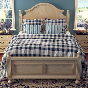 预售-美式乡村仿古做旧双人床 复古单人床欧式实木婚床 地中海雕刻大床