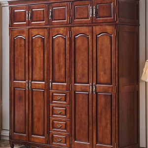 【A.SG】美式实木衣柜组合对开门复古做旧两门三门四门五门大衣橱加顶柜