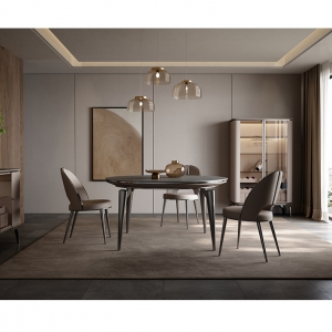 【A.SG】意式岩板餐桌现代简约设计师轻奢圆形高级感网红饭桌家用旋转餐桌