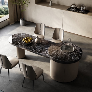 【A.SG】岛台餐桌一体意大利轻奢高端2022年新款饭桌别墅家用现代岩板餐桌