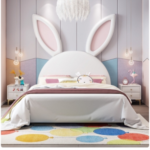 【A.SG】儿童床可爱女生兔床真皮床现代简约兔耳北欧床单人卡通女孩公主床