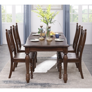 【A.SG】美式乡村全实木餐桌纯核桃木长方形六人四人小户型家用餐桌椅组合