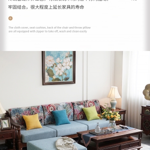 【A.SG】美式乡村转角沙发全实木布艺直排四人位L型贵妃简美复古客厅家具