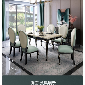 【A.SG】美式轻奢现代简约家用网红小户型大理石餐桌椅组合长方形实木餐桌