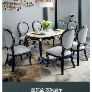 【A.SG】美式实木餐桌椅子组合长方形4人6人轻奢小户型家用欧式大理石餐桌