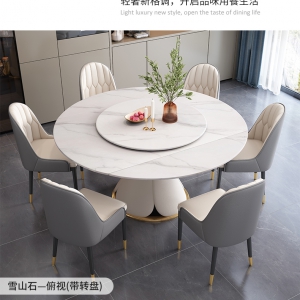 【A.SG】家用小户型伸缩变圆型桌意式轻奢艺术ins大理石饭桌现代北欧圆桌