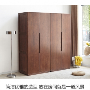 【A.SG】全实木衣柜现代简约四门落地柜子家用卧室两门橡木衣橱