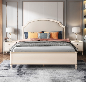 【A.SG】全实木美式轻奢床现代简约1.8米双人床主卧婚床软包床家具