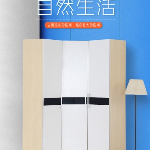 【A.SG】现代极简90度转角衣柜小户型l型胡桃木色平开三门拐角收纳柜定做