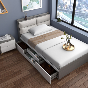 【A.SG】北欧简约小户型儿童床1.2米小床卧室单人床现代板式储物床收纳床