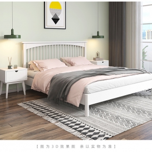 【A.SG】北欧橡木白色实木床1.5m1.8米现代简约风格主卧单双人床高箱储