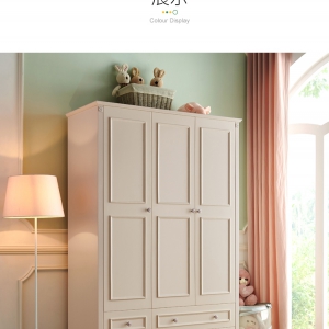 【A.SG】衣柜地中海实木衣橱韩式风格卧室柜子带抽屉家具3门三门白色衣橱