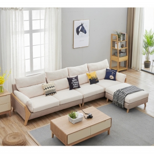 【A.SG】北欧沙发实木布艺小户型简约现代原木风客厅转角可拆洗科技布组合