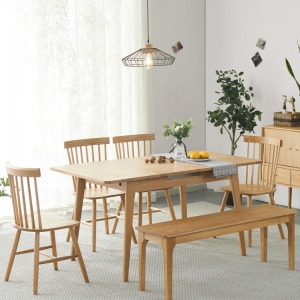 【A.SG】北欧实木餐桌伸缩橡木椅长方形现代简约小户型可折叠家用饭桌组合