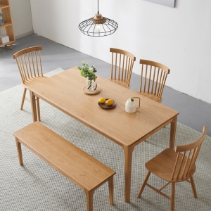 【A.SG】北欧实木餐桌伸缩橡木椅长方形现代简约小户型可折叠家用饭桌组合