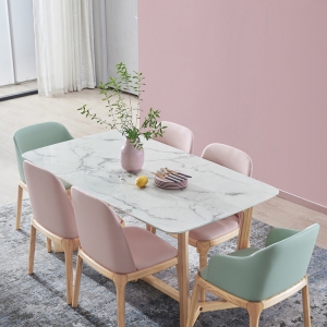 【A.SG】北欧现代简约大理石餐桌椅组合长方形ins网红家用实木饭桌小户型