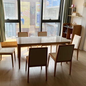 【A.SG】北欧实木岩板餐桌椅组合家用长方形现代简约小户型原木色吃饭桌子