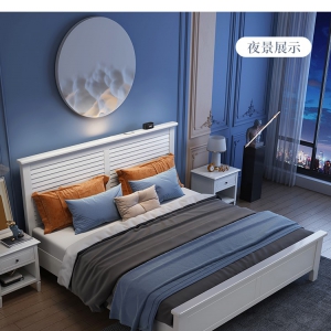 【A.SG】白色全实木床架 美式现代简约欧式1.5米单双人主卧室小户型省空间