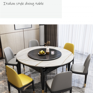 【A.SG】轻奢大理石餐桌椅组合北欧现代简约客厅实木折叠圆饭桌家用小户型