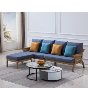 【A.SG】北欧新中式全实木沙发进口白蜡木客厅组合简约小户型转角布艺沙发
