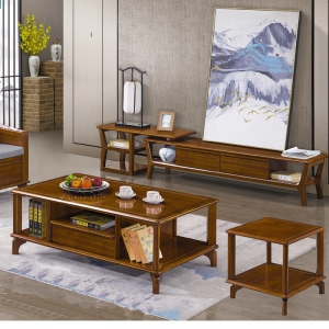 【A.SG】新中式实木茶几组合胡桃木客厅简约抽屉式茶水桌子小户型储物茶台
