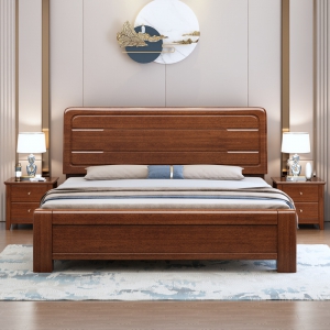预售-金丝胡桃木床中式双人床现代简约储物床小户型卧室家具
