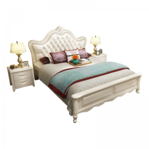 预售-欧式实木床白色现代简约双人主卧床