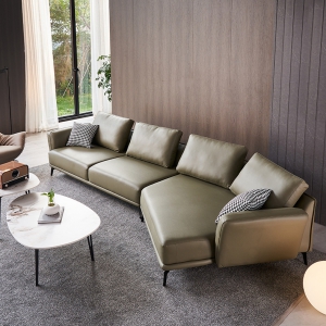 预售-意式极简真皮沙发客厅组合头层牛皮羽绒小户型贵妃转角沙发3.6米