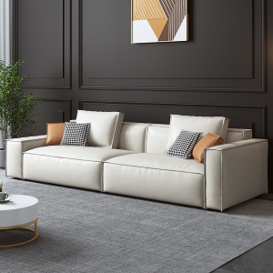 预售-北欧科技布沙发现代简约客厅极简方块网红豆腐块布艺沙发四人位