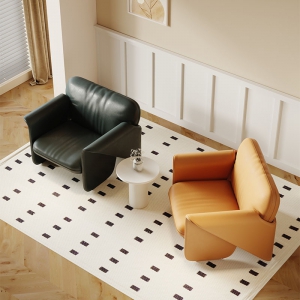 预售-现代轻奢防水皮革懒人沙发简约意式网红休闲客厅小户型单人沙发椅