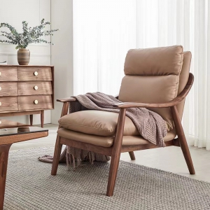 预售-北欧实木沙发椅单人设计师沙发躺椅现代简约懒人老虎椅阳台休闲椅