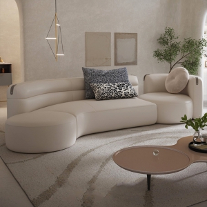 预售-设计师真皮模块沙发客厅组合现代轻奢创意意式极简小户型旋转沙发