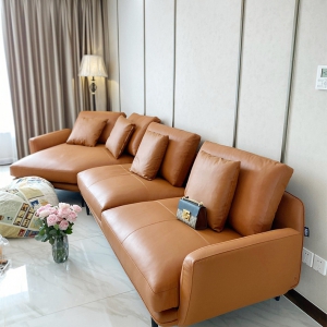 预售-真皮异形转角沙发意式极简客厅小户型家用现代轻奢设计师皮艺沙发3.69米