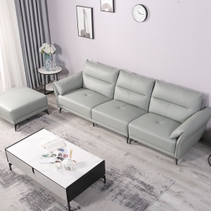 预售-小户型客厅头层牛皮沙发轻奢意式直排组合羽绒沙发