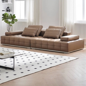 预售-别墅客厅轻奢高端真皮劳伦斯沙发大户型美拉德复古模块皮艺沙发2.8米