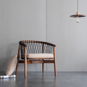 预售-北欧风客厅休闲椅现代简约阳台卧室绳编单人沙发椅