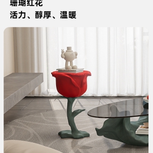 预售-红玫瑰角几客厅沙发轻奢高级感创意小茶几卧室床头设计师艺术边几