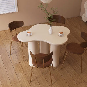 预售-云朵实木餐桌小户型家用现代简约商用侘寂风浴谈桌奶油风休闲桌子